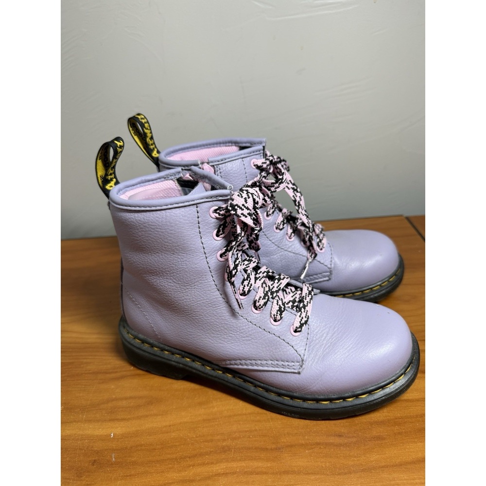 Dr. Martens 1460 J Lavender Purple Big Kids Side Zip Leather Boots Size 3